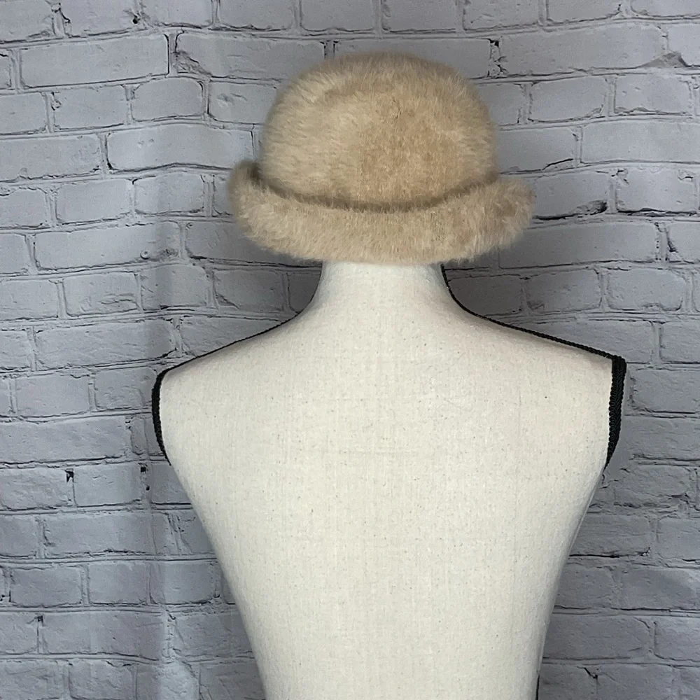 Betmar Vintage 1970s Tan Angora Wool Blend Bucket Hat France